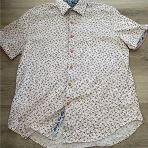 Robert Graham Short Sleeve Button Down Shirt Men’s Size XL Geometric Print